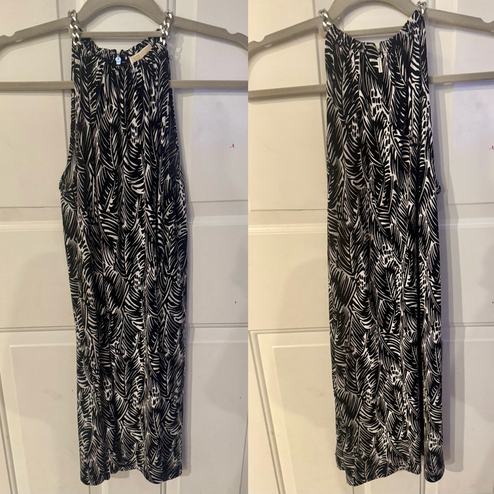 Michael Kors Black and White Leaf Print Skirt
